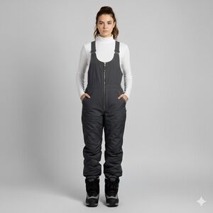 Vintage 80s Black Insulated Ski Pants Bib Overalls - Small